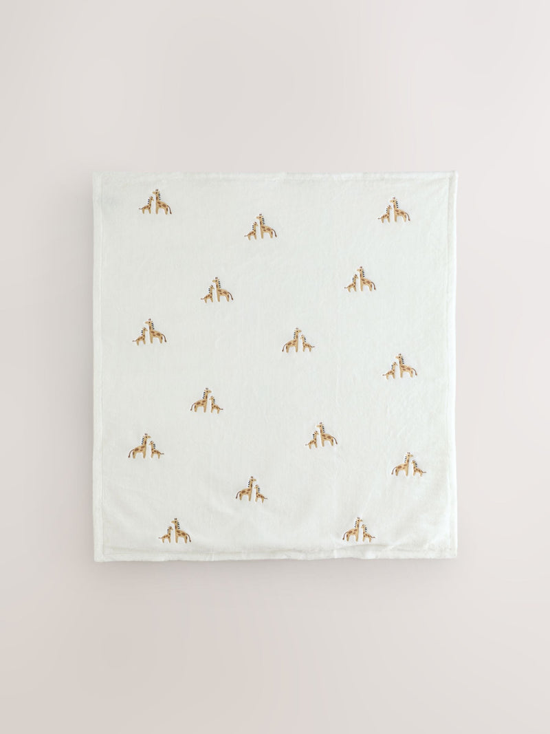 White Giraffe fleece baby blanket 100x90cm, UK version