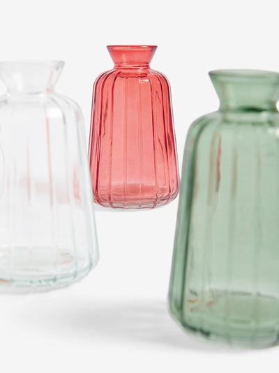 Set de 3 petits vases en verre gravé Nina Campbell Coral Jade Meadow transparent