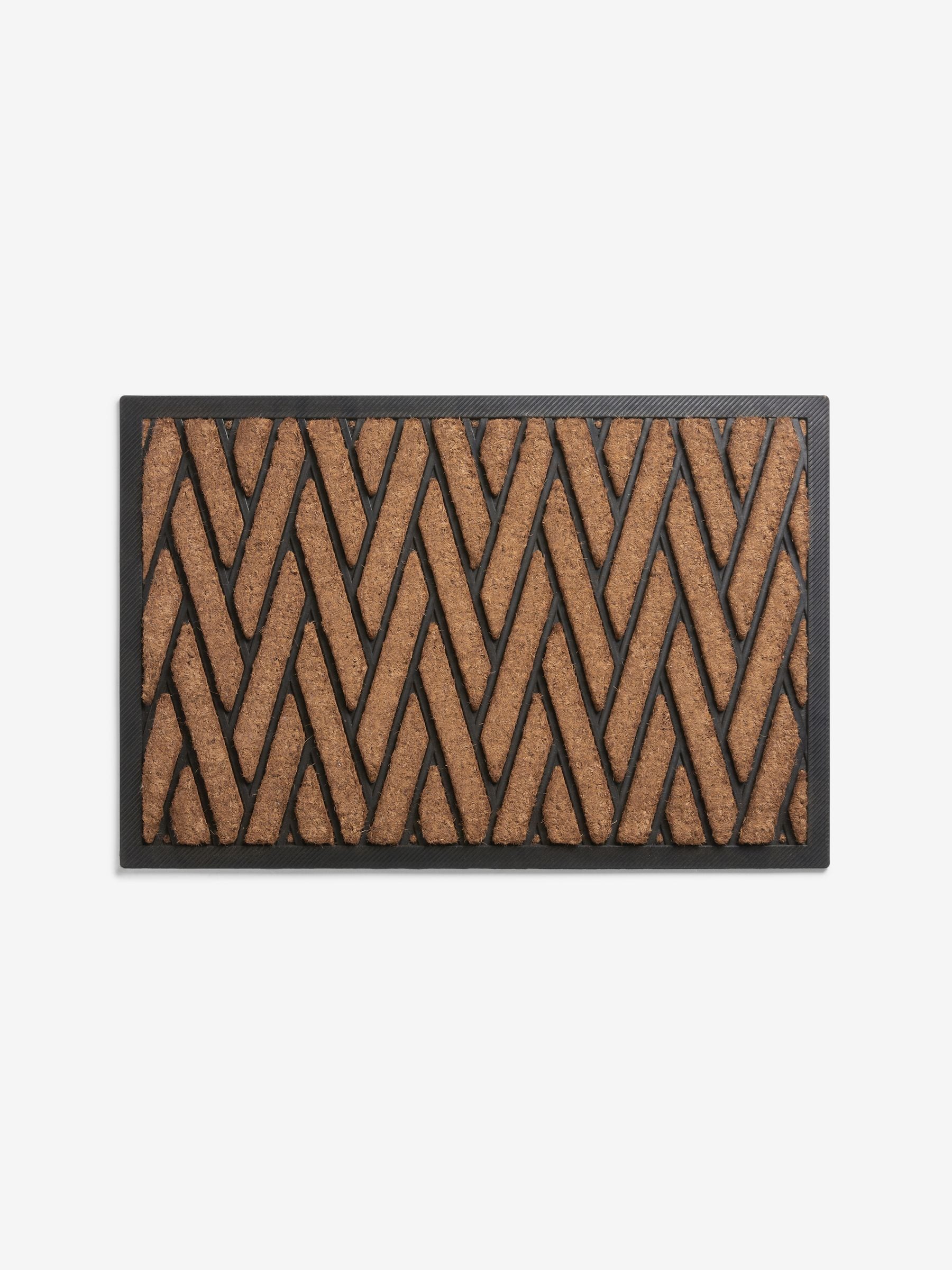 Herringbone coir rubber doormat with non-slip backing, imported from the UK