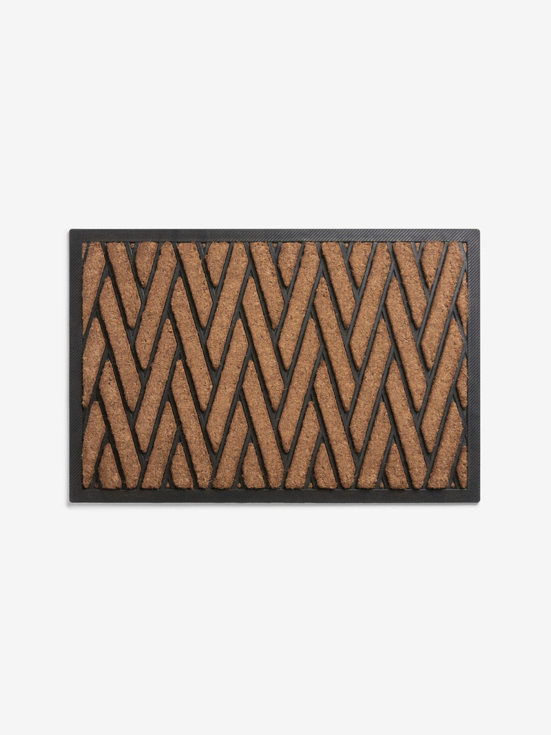 Herringbone coir rubber doormat with non-slip backing, imported from the UK