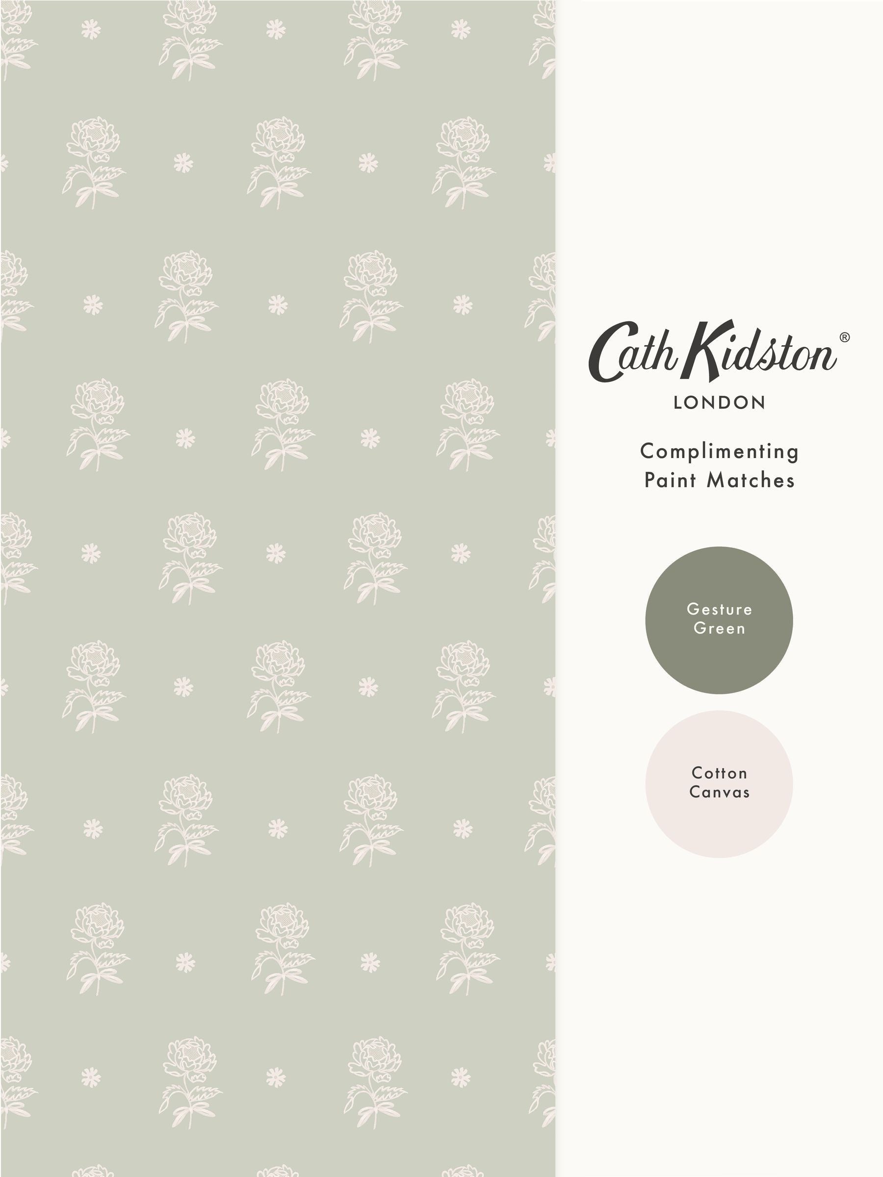 Cath Kidston wallpaper Sage Spitalfield Bunches 10m, imported from the UK
