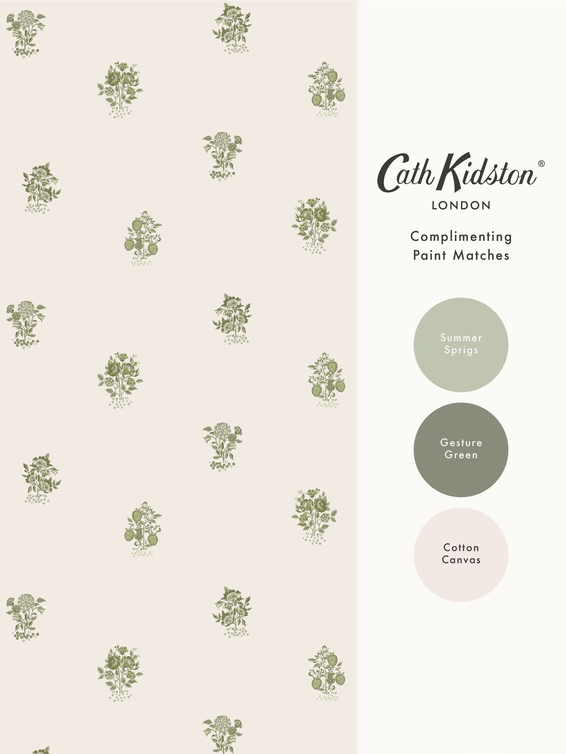 Cath Kidston Sage Kingdom Posey wallpaper 10m, imported from the UK