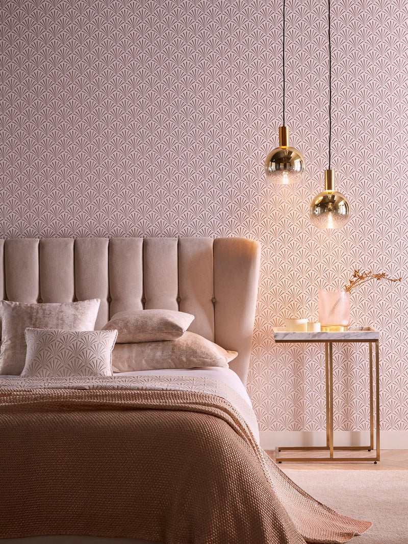 Clarke and Clarke Pink Chrysler wallpaper, 10.05m roll (British brand)