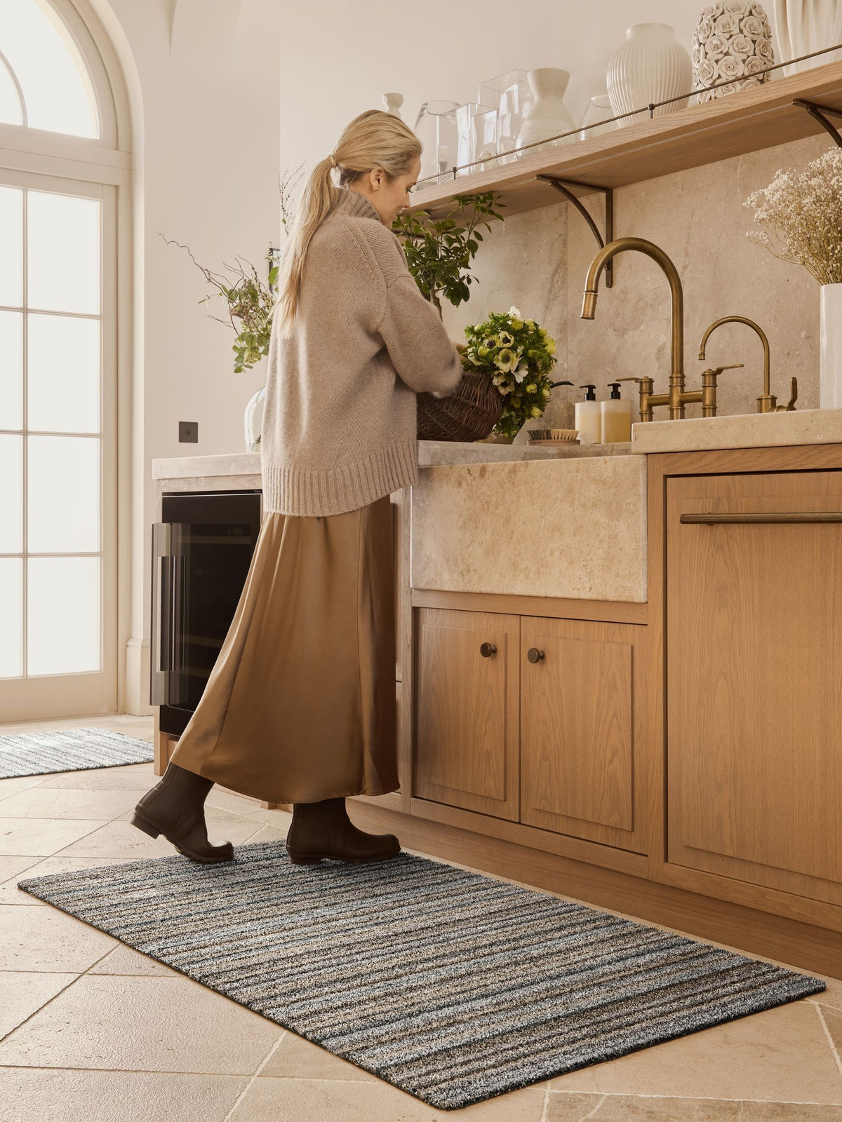 Hug Rug Ribbon Grey runner doormat, imported from the UK