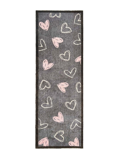 Next My Mat Grey Welcome Hearts Runner Indoor Mat 50x150cm- Buy online at McGrocer