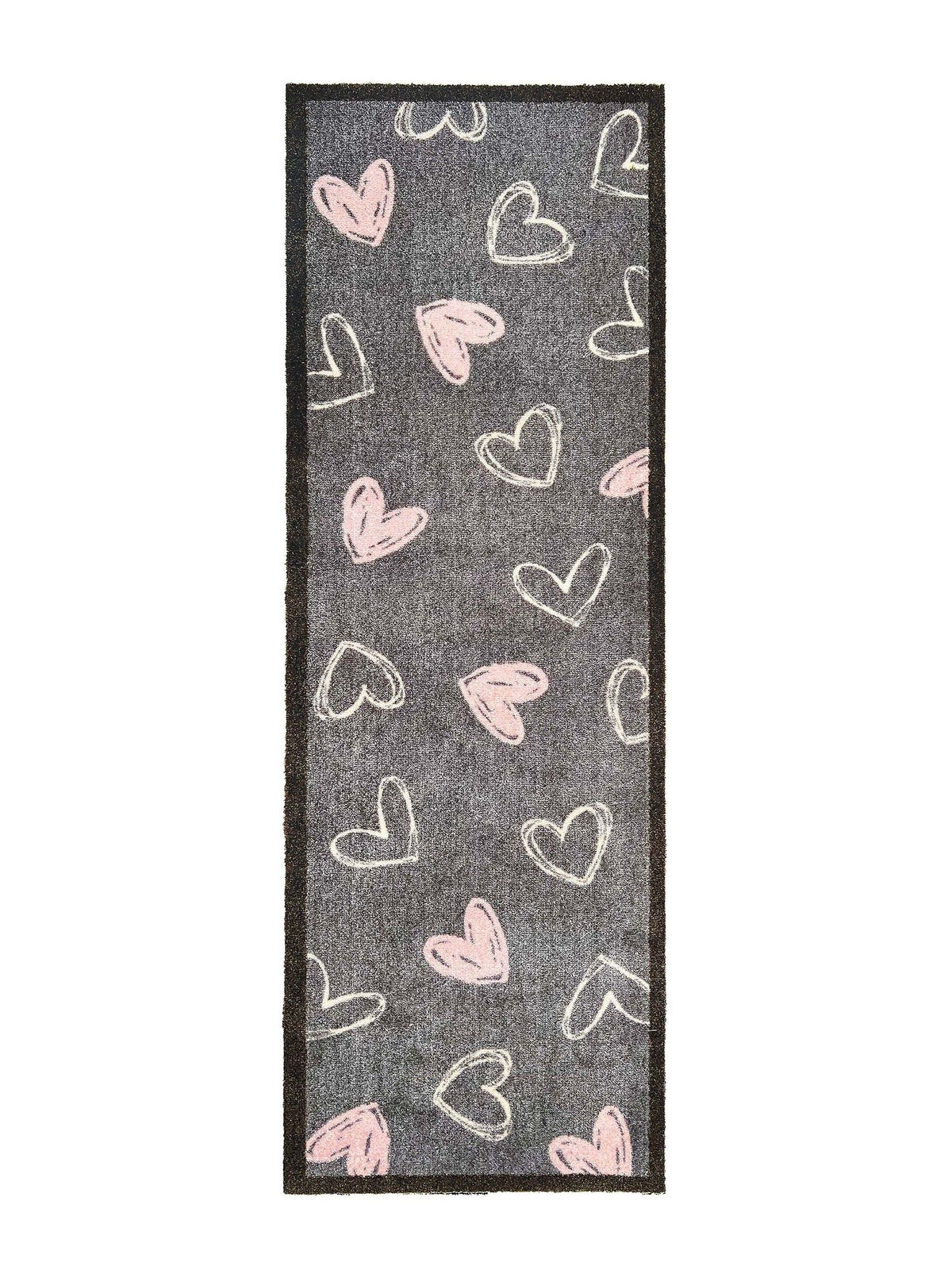 My Mat welcome hearts runner grey 50x150cm - British product