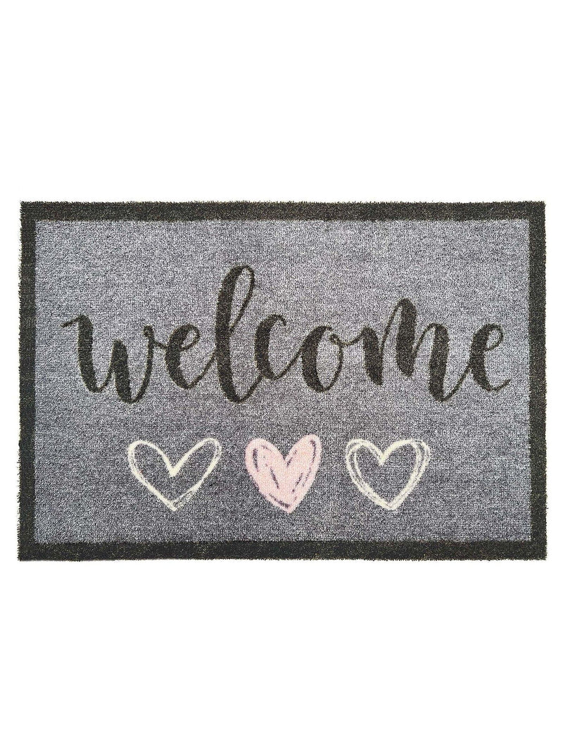 My Mat Grey Welcome Hearts Mat