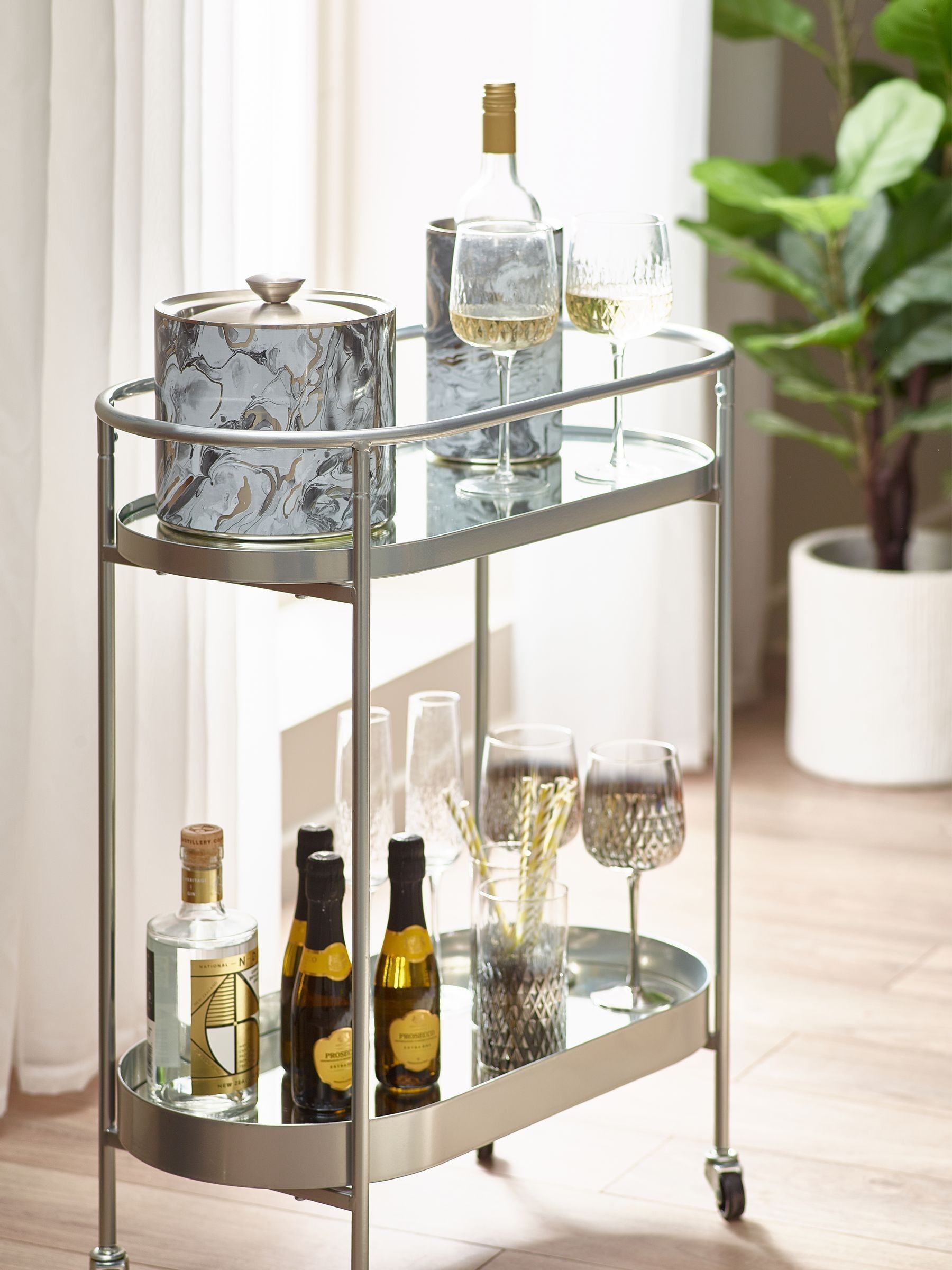 Silver Oval Drinks Trolley