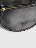 River Island black leather bum bag with zip fastening (British brand)