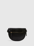 River Island black leather bum bag with zip fastening (British brand)