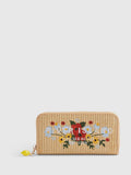 River Island brown floral embroidery raffia purse, imported from the UK