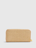 River Island brown floral embroidery raffia purse, imported from the UK