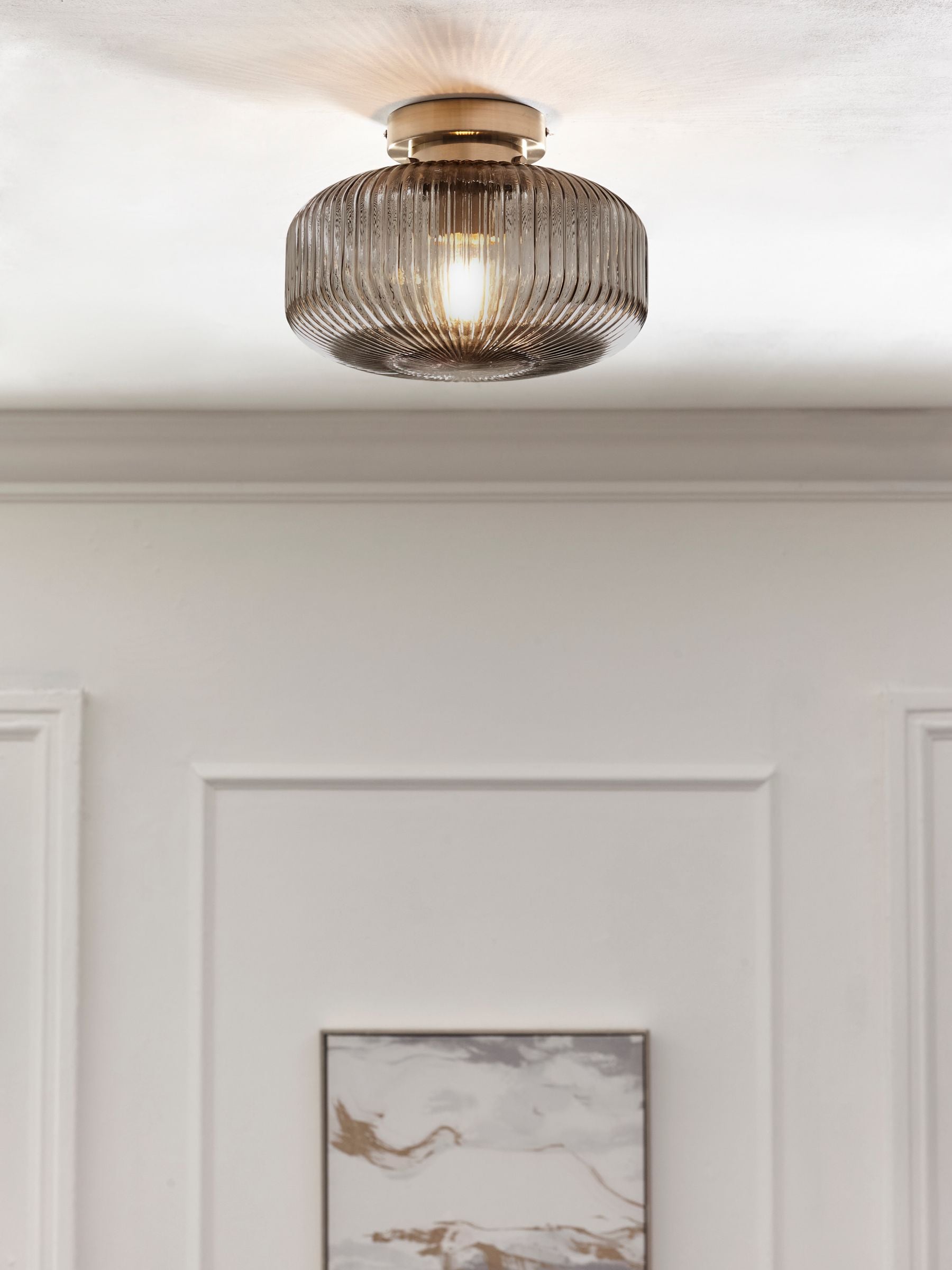 Smoke Grey Lexington 1 Light Flush Fitting Ceiling Light