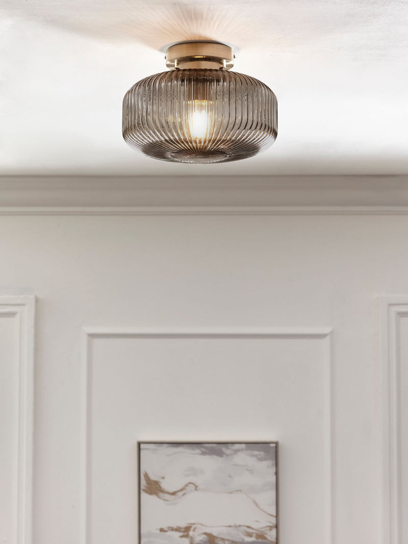 Smoke Grey Lexington 1 Light Flush Fitting Ceiling Light
