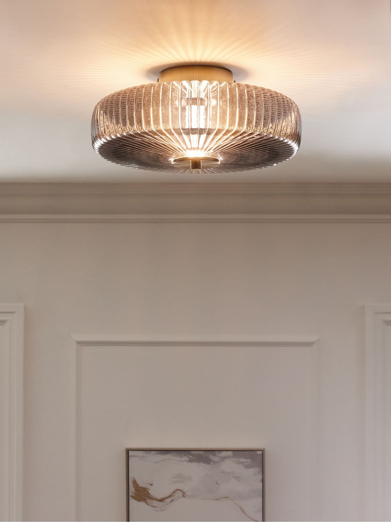 Smoke Grey Lexington Large Flush Fitting Ceiling Light
