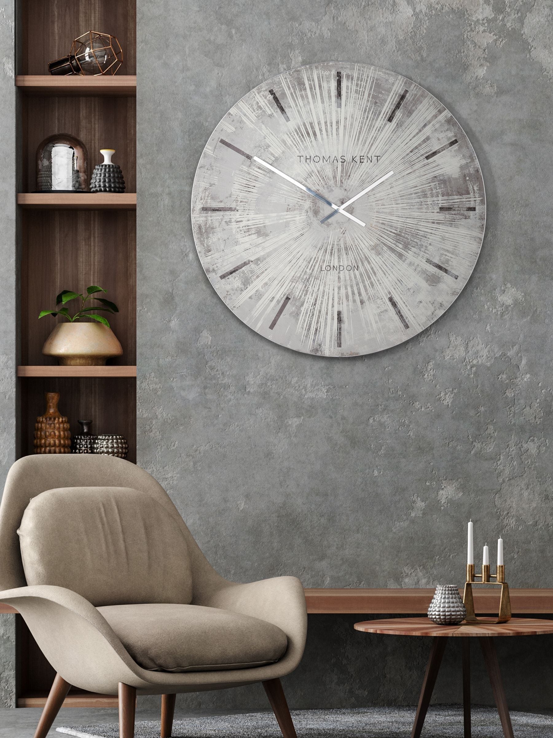 Thomas Kent Silver Starburst Oversized Wall Clock (British brand)