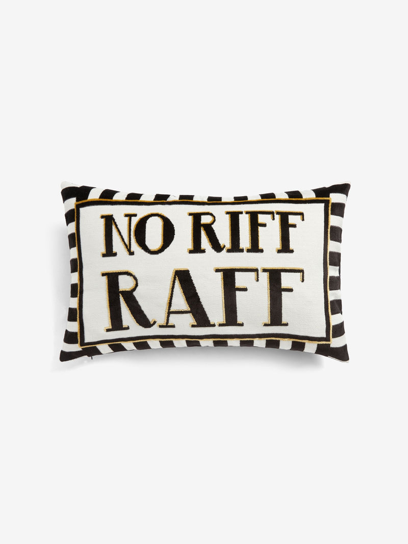 Cushion black velvet No Riff Raff slogan 40x59cm (British brand)
