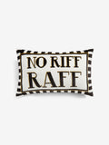 Cushion black velvet No Riff Raff slogan 40x59cm (British brand)