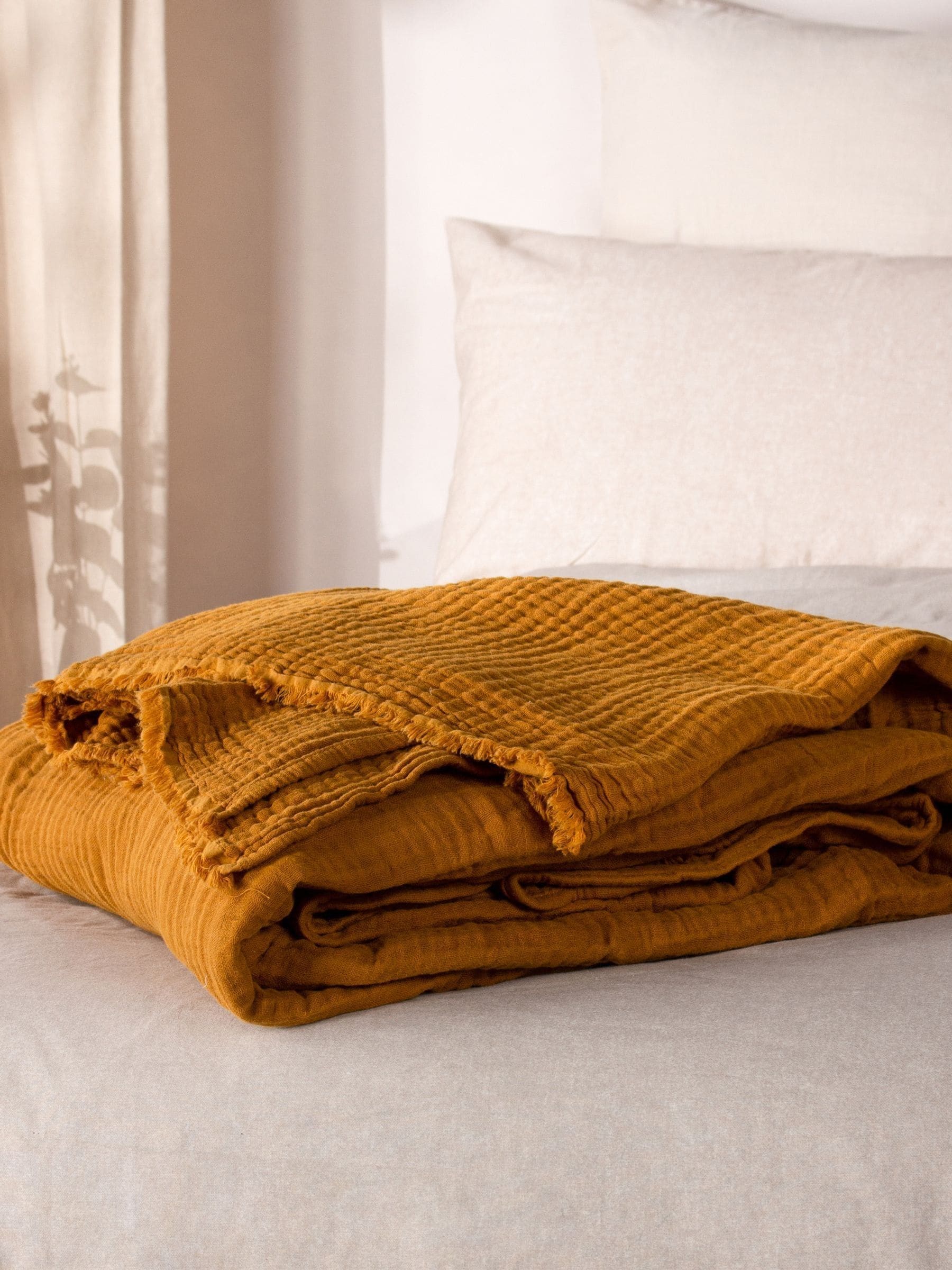 Yard Warm White Lark Muslin Crinkle 100% Cotton Throw
