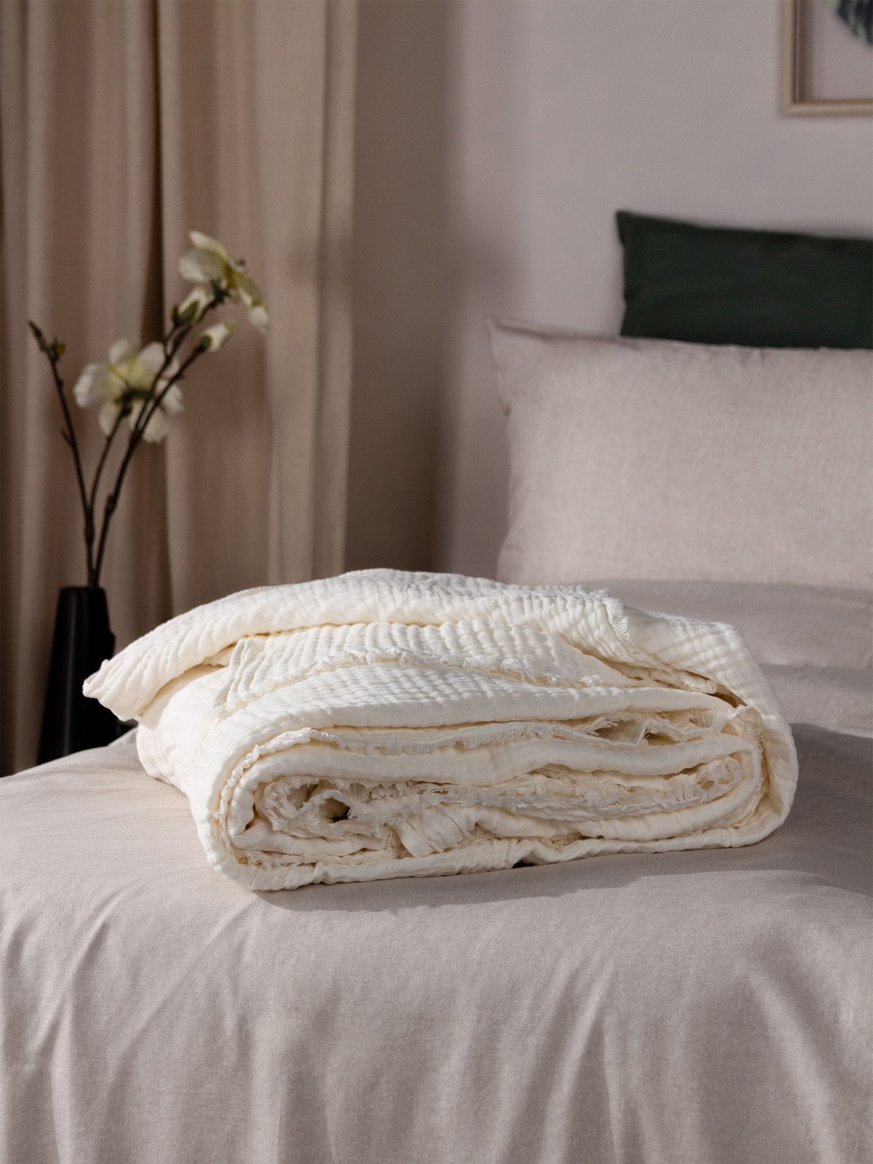 Yard Eucalyptus Green Lark Muslin Crinkle 100% Cotton Throw 130cm x 180cm