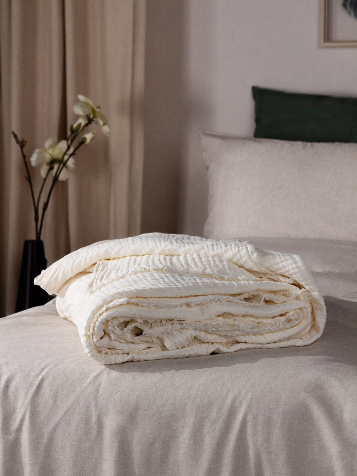 Yard Eucalyptus Green Lark Muslin Crinkle 100% Cotton Throw 130cm x 180cm