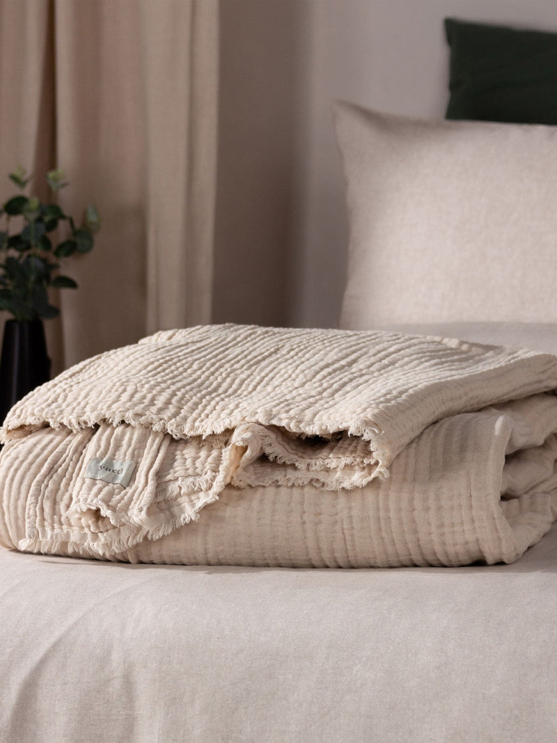 Yard Eucalyptus Green Lark Muslin Crinkle 100% Cotton Throw 130cm x 180cm