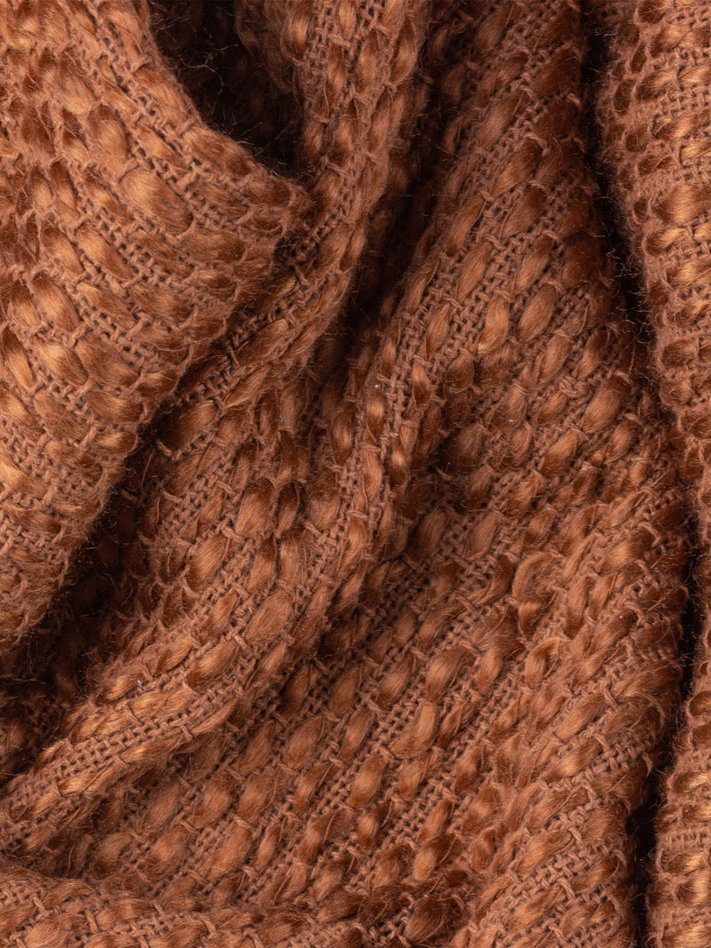HÖEM hazel brown fringed throw 180x130cm, imported from the UK