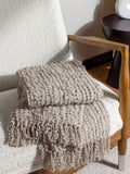 HÖEM Feather Grey Avro Linear Boucle Yarn Fringed Throw