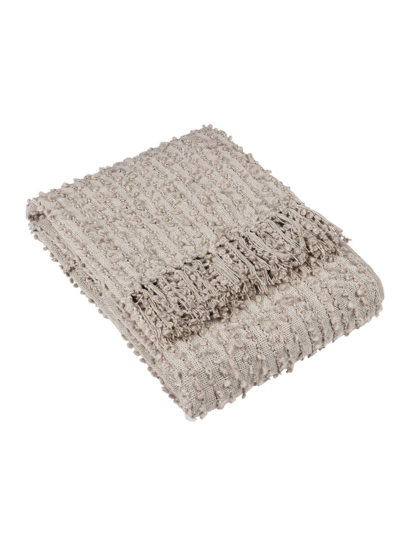 HÖEM Feather Grey Avro Linear Boucle Yarn Fringed Throw