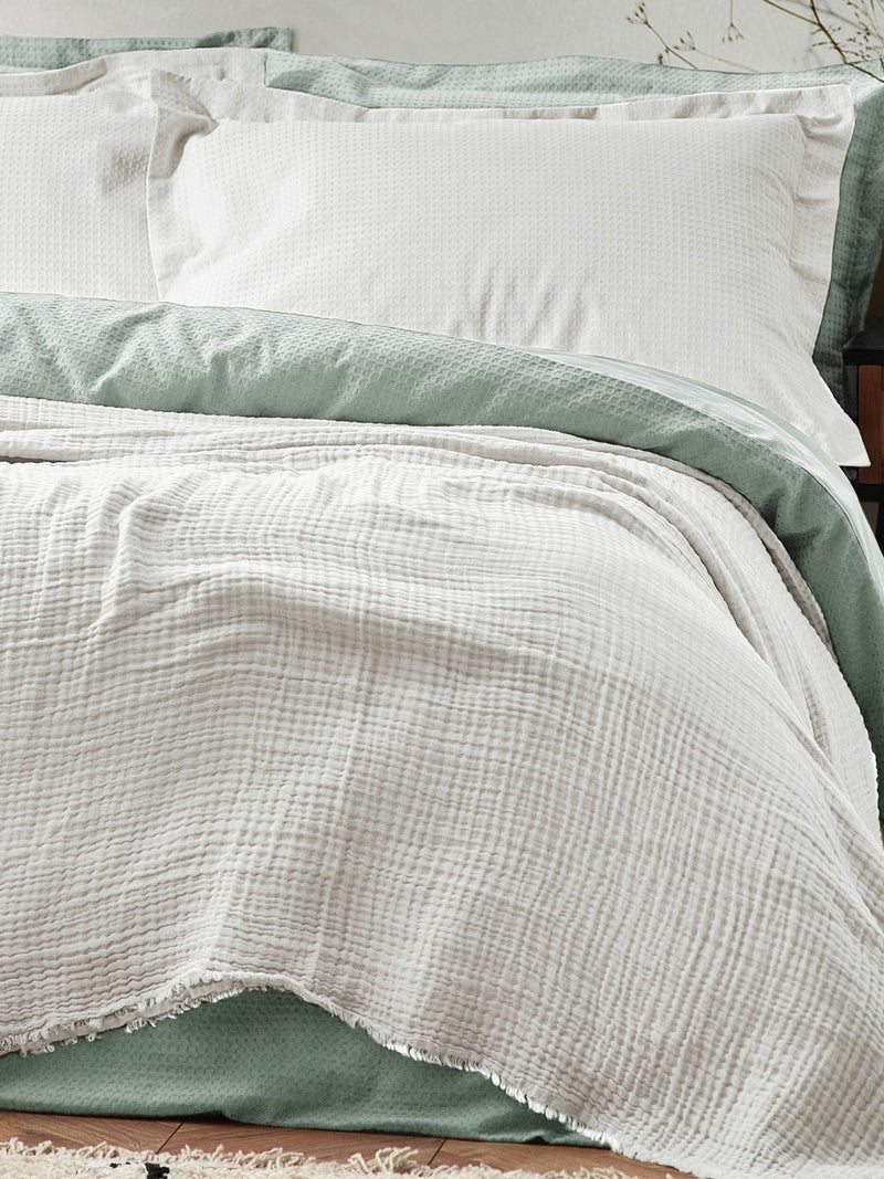 Yard cotton muslin throw warm white, UK version