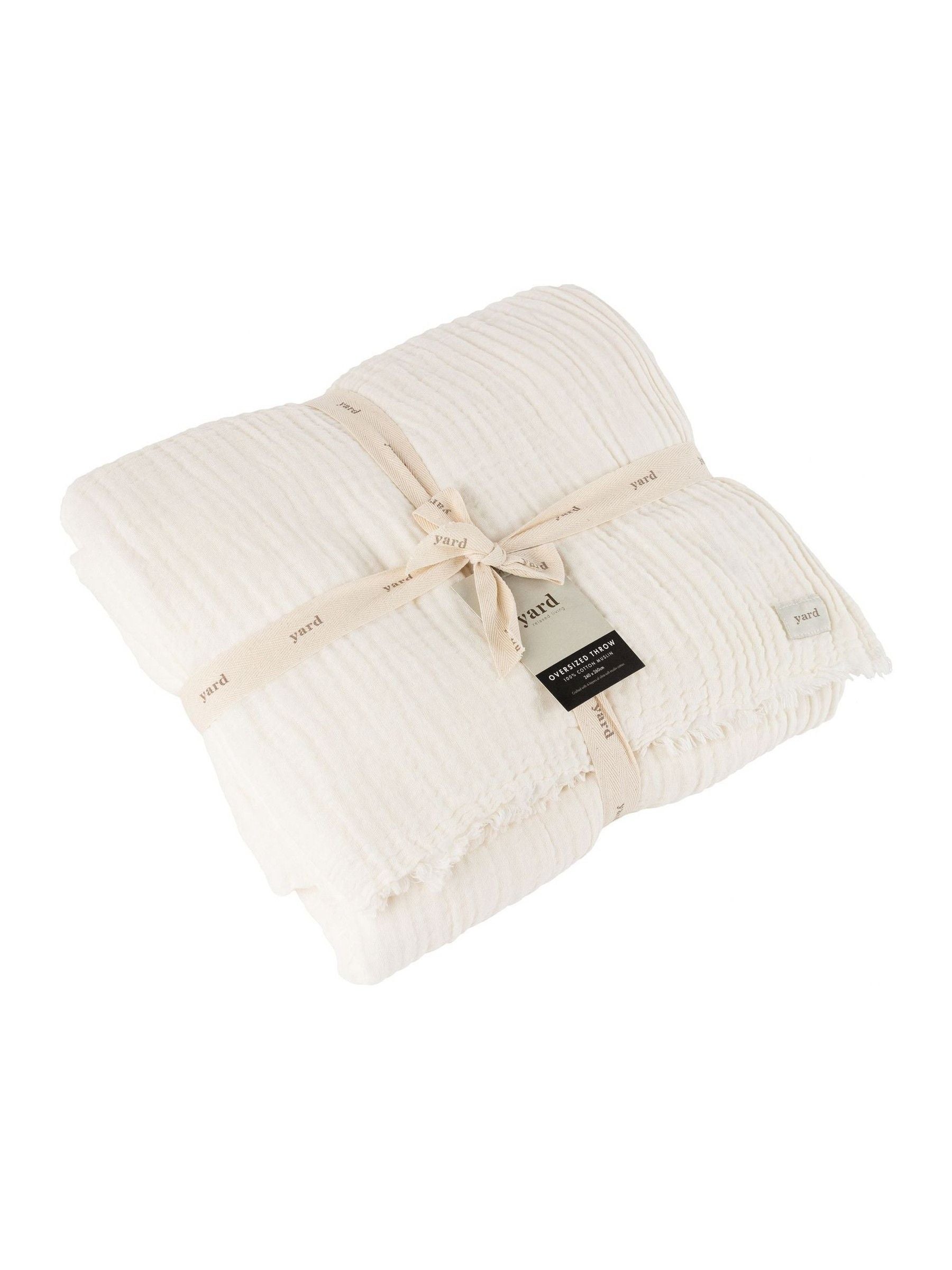 Yard cotton muslin throw warm white, UK version