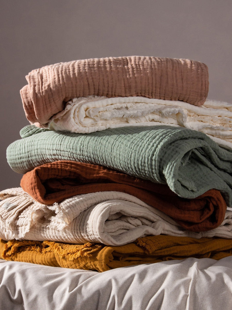 Yard cotton muslin throw warm white, UK version