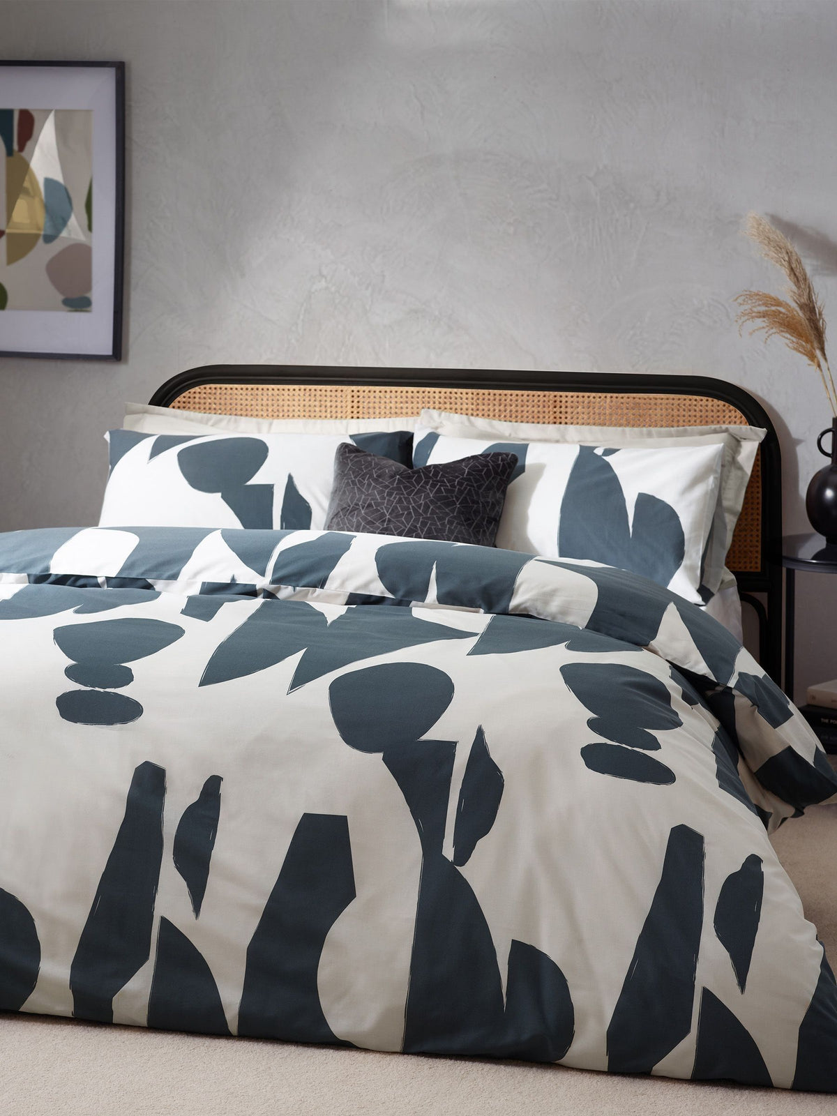HÖEM Dusk Blue Meta Art Deco duvet cover and pillowcase set, UK version