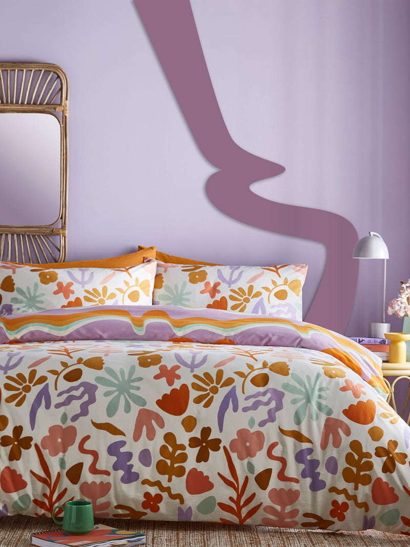 Pink Amelie Floral Print Reversible Duvet Cover and Pillowcase Set - British product