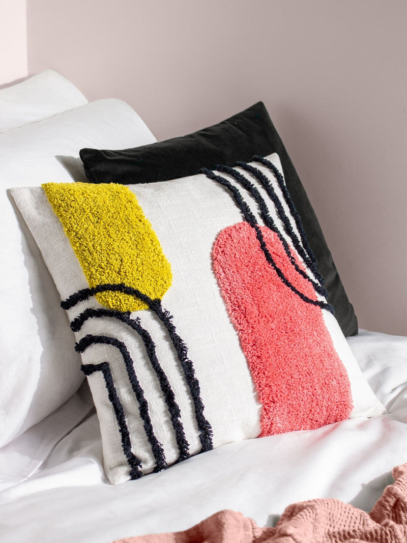 heya home Elmer cushion citrus yellow tufted cotton, imported from the UK
