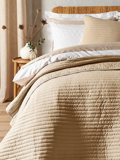 Next Bianca Natural Quilted Lines Bedspread 220x230cm- Buy online at McGrocer