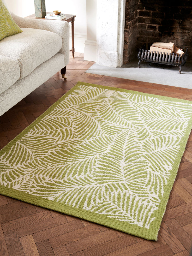 Nina Campbell Green Tree Fern Flatweave Wool Rug