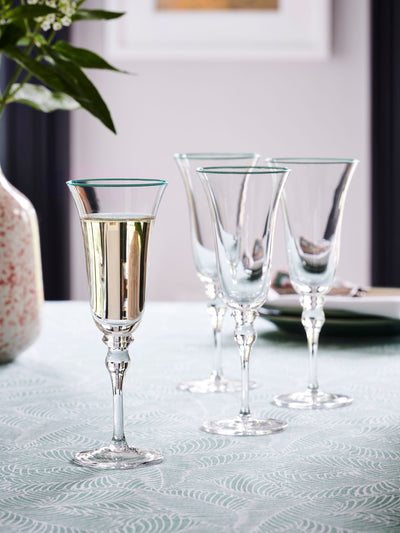 Neste Nina Campbell Grønn Kant Eng Champagneglass Sett med 4 - Kjøp online hos McGrocer
