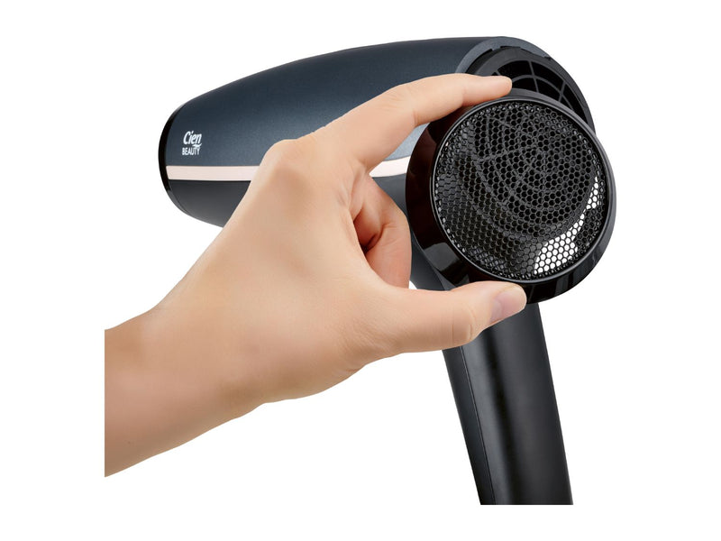 Ionic hair dryer with diffuser and nozzle (British brand)