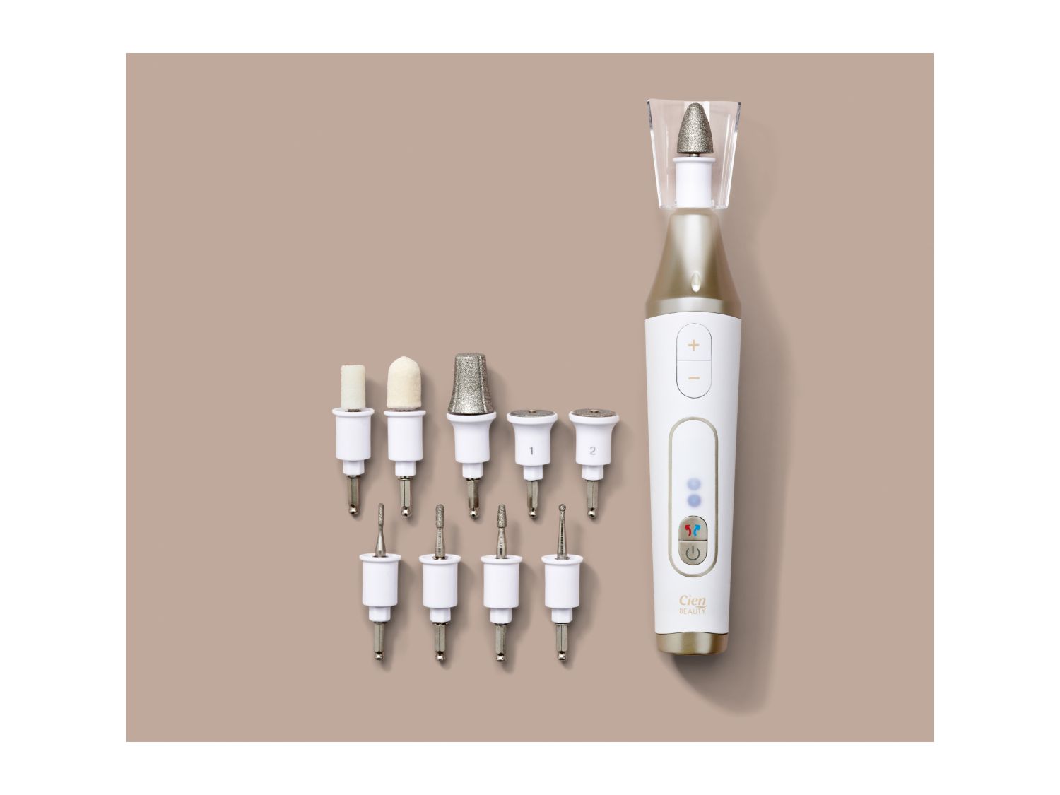Cordless manicure and pedicure set with 10 attachments - British product