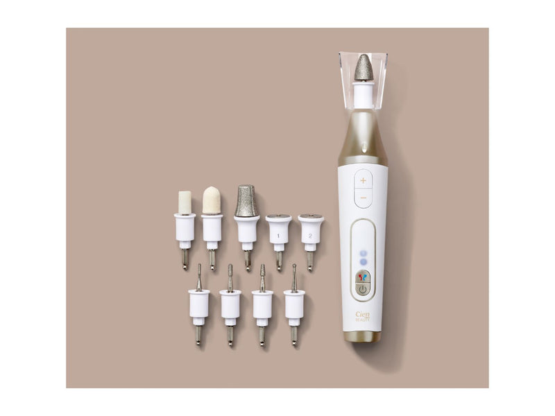 Cordless manicure and pedicure set with 10 attachments - British product