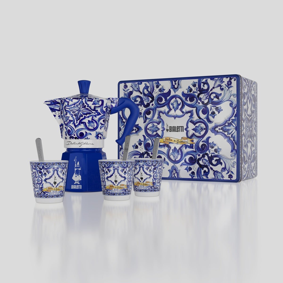 Dolce & Gabbana Blue Mediterranean moka pot 6-cup, imported from the UK
