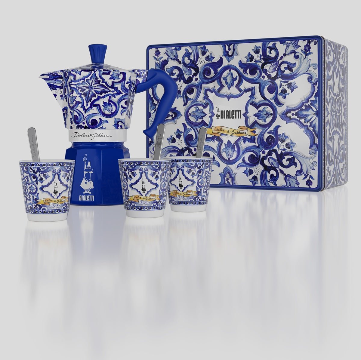 Dolce & Gabbana Blue Mediterranean moka pot 6-cup, imported from the UK