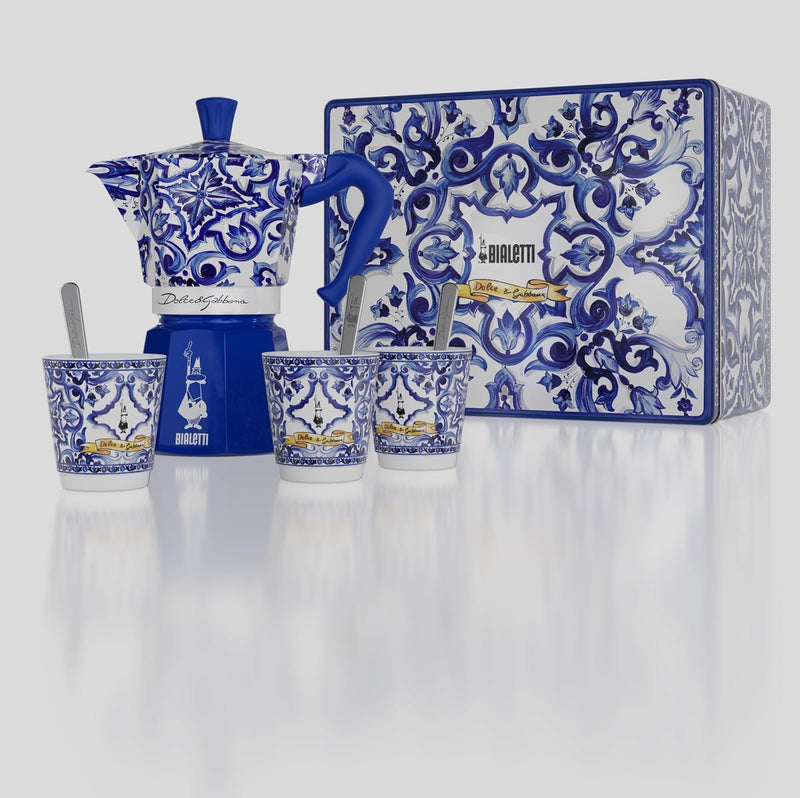 Dolce & Gabbana Blue Mediterranean moka pot 6-cup, imported from the UK