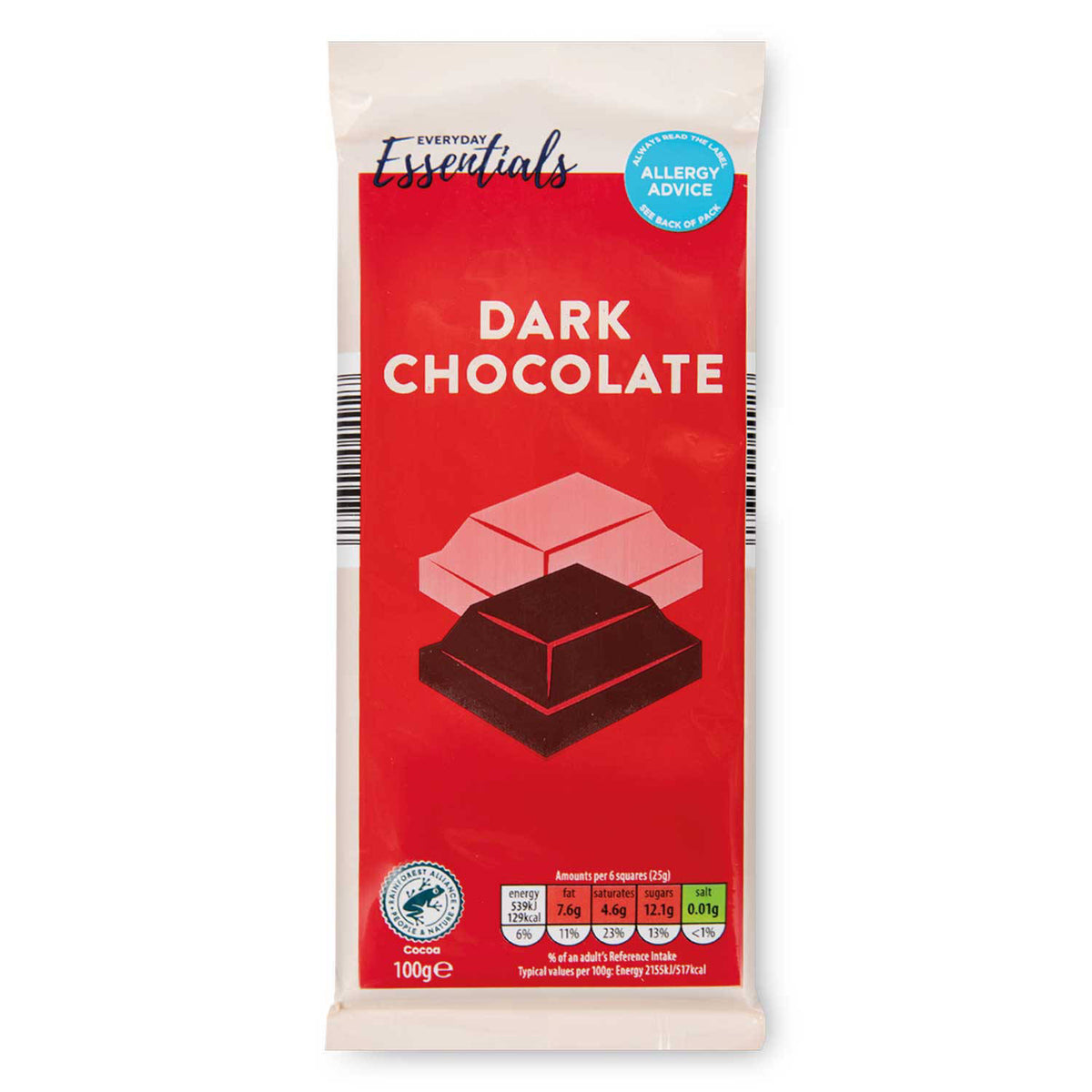 Everyday Essentials dark chocolate bar 100g (British brand)
