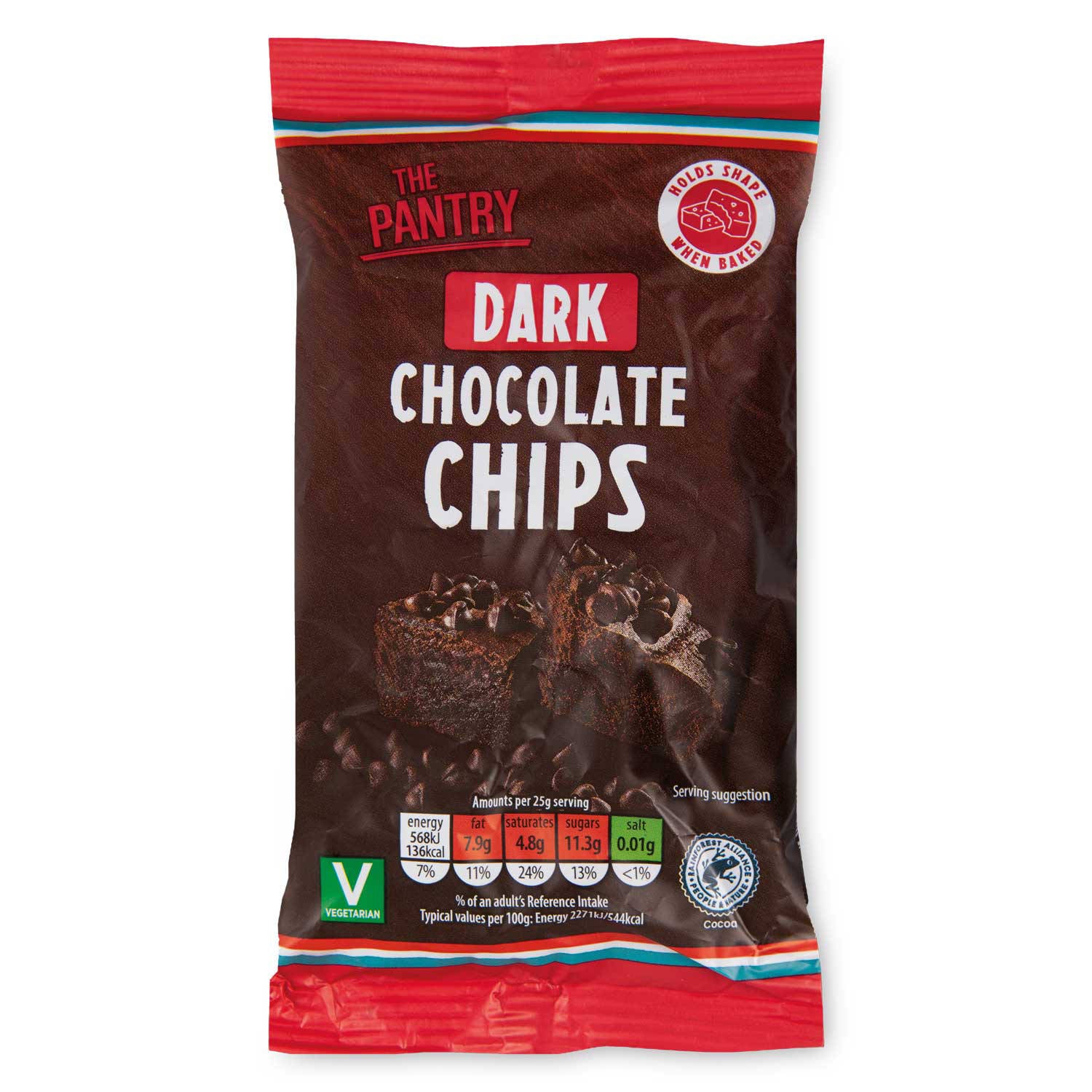 Dark chocolate chips, free from molluscs, UK version