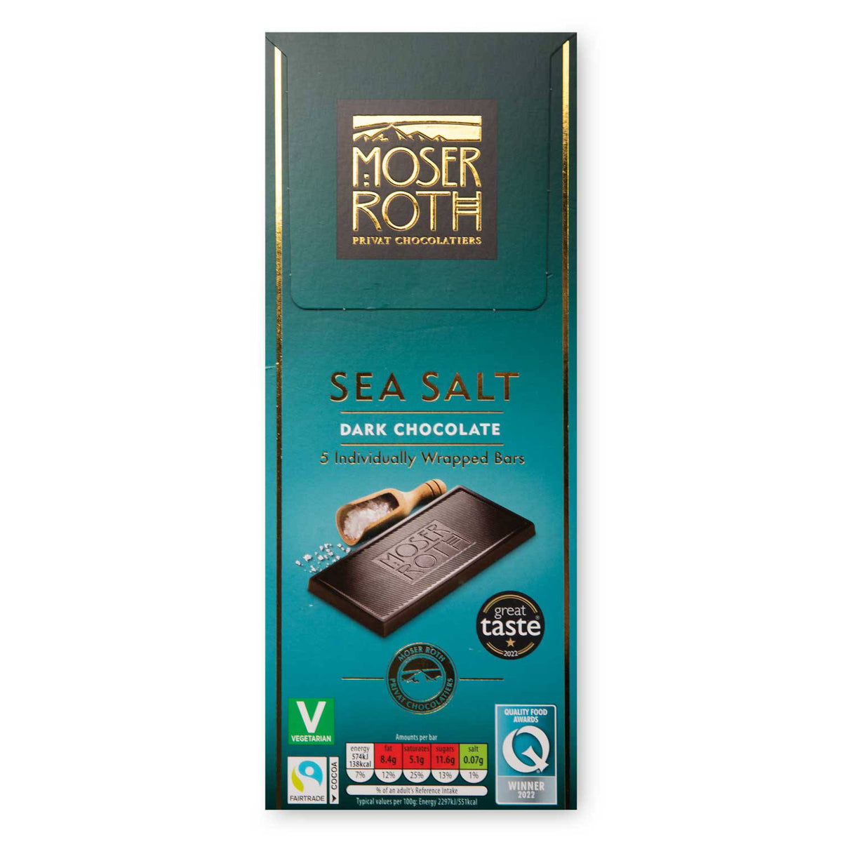 Dark sea salt chocolate free from mustard, UK version