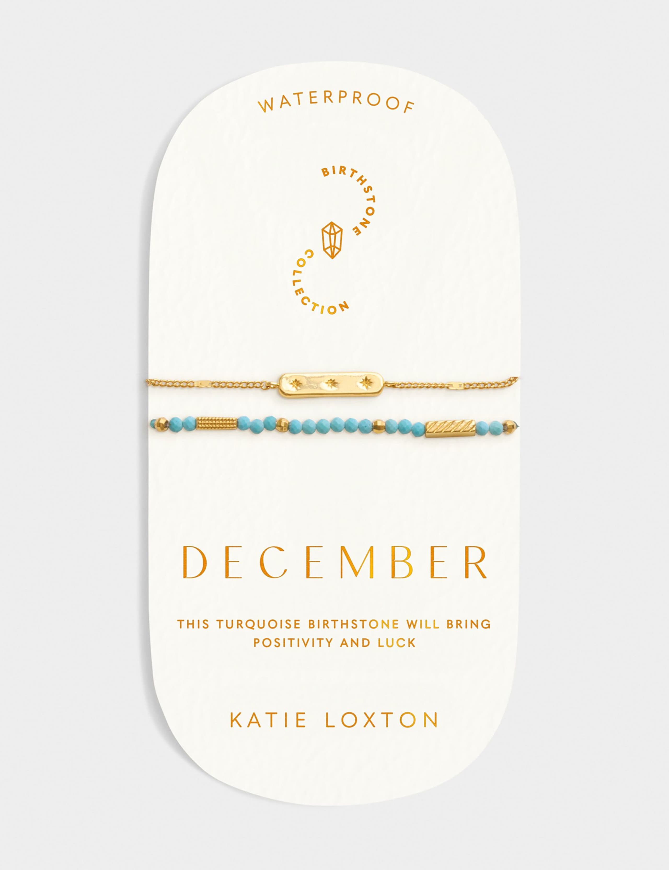 Katie Loxton gold plated birthstone bracelet with turquoise - British product