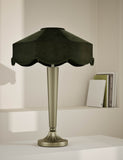 Deco velvet scallop shade table lamp with brass base - British product