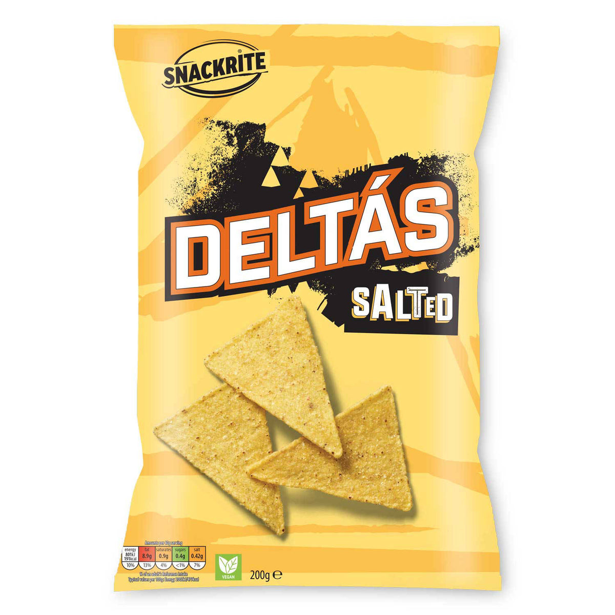 Deltas salted tortilla chips, imported from the UK